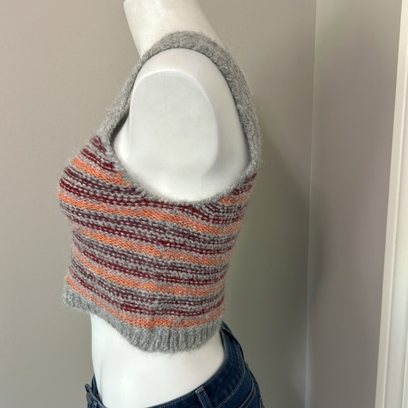Antik Batik Top Yuyu Bra Alpaca Hand Knitted Jacquard Cropped Grey Sz XS NEW - Picture 3 of 12